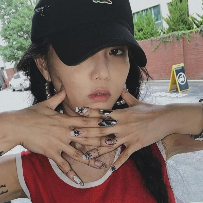 조정 가능한 손가락 끝 네일 링, 네일 아머 링, 여성 소녀 쥬얼리, 합금 소재 쥬얼리 선물