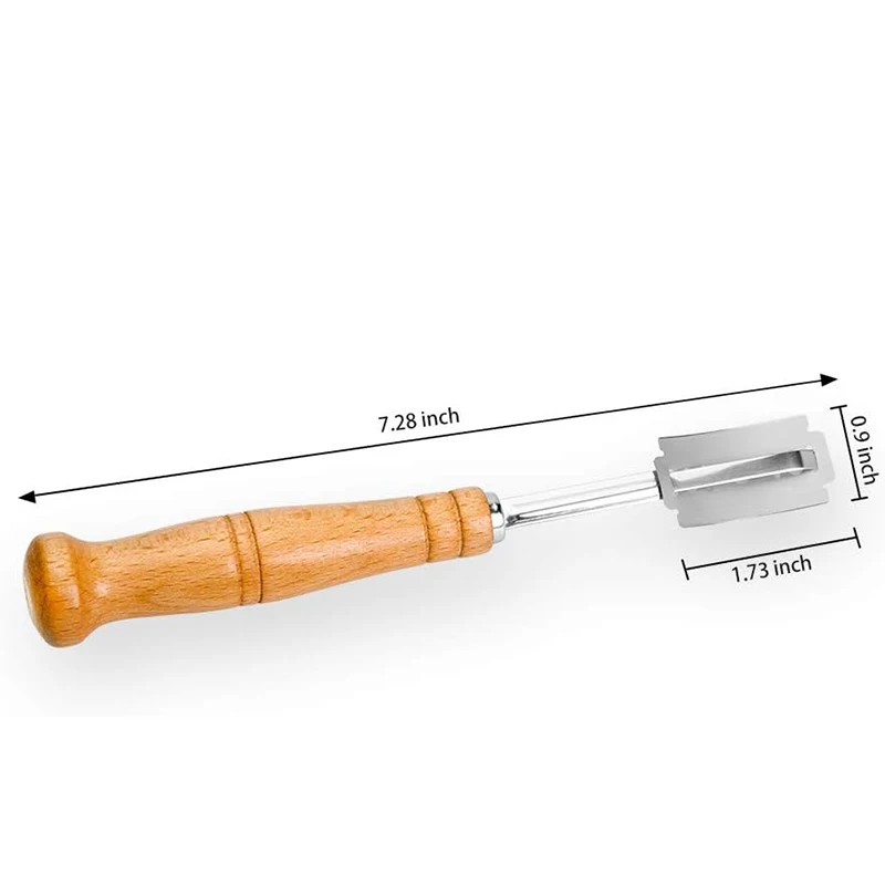 LMETJMA Premium Stainless Steel Bread Lame with 5 Replacement Blades Curved Baguette Bread Cutter with Wooden Handle JT172 BEST SELLERS