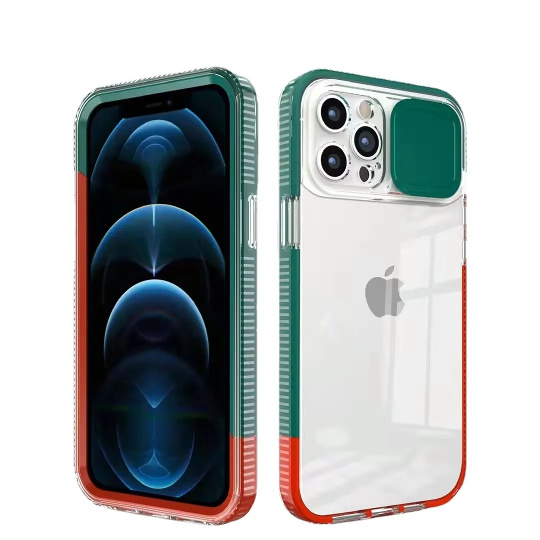 

10pcs For iPhone 13 Pro Max Two-color Push Case For iPhone 12 11 Pro Max XS Max XR X 7 8 Plus Clear Lens Camera Protection Cover