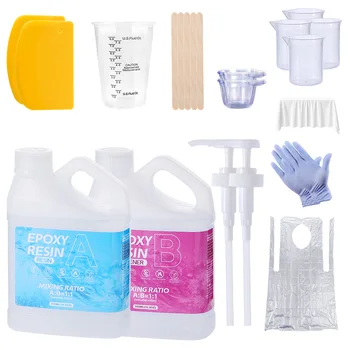 Kit in resina epossidica cristallina Senza bolle Anti-ingiallimento Autolivellante Facile mix Resina colata 1:1 per gioielli da tavolo fai da te 1