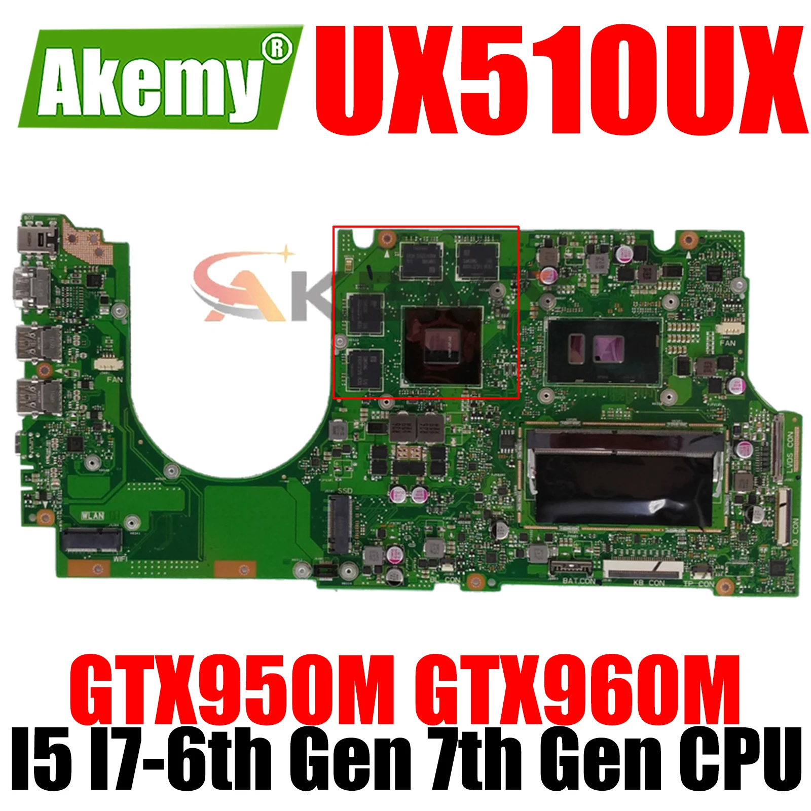 UX510UX Laptop Motherboard I5 I7 6th Gen 7th Gen CPU GTX950M GTX960M