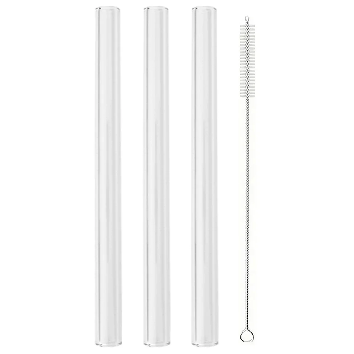 Eco-Friendly Reusable Glass Straws Set with Cleaning Brush - Perfect for Smoothies & Bubble Tea