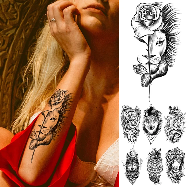 6 Pieces/lot 3d Realistic Large Flower Temporary Tattoos For Women Body Art  Arm Geometric Tattoo Stickers Adults Fake Waterproof Tatoo Legs Sketch Sex  | Fruugo NO