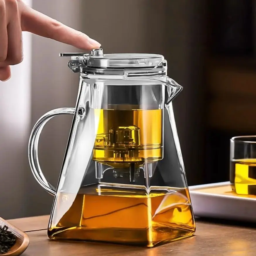 Glass Teapot Tea Brewing Pot GIANXI Glass Tea Pot Chinese High Temperature Tea Separation Brew High Borosilicate Pure Color Simple Teapot Cup