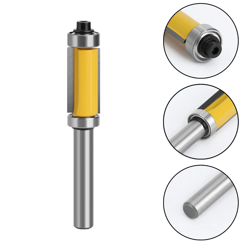 

1pc 8mm Shank Double Bearing Straight Trim Router Bits Milling Cutter Carbide Flush For Woodworking Tool Accessories 45# Steel