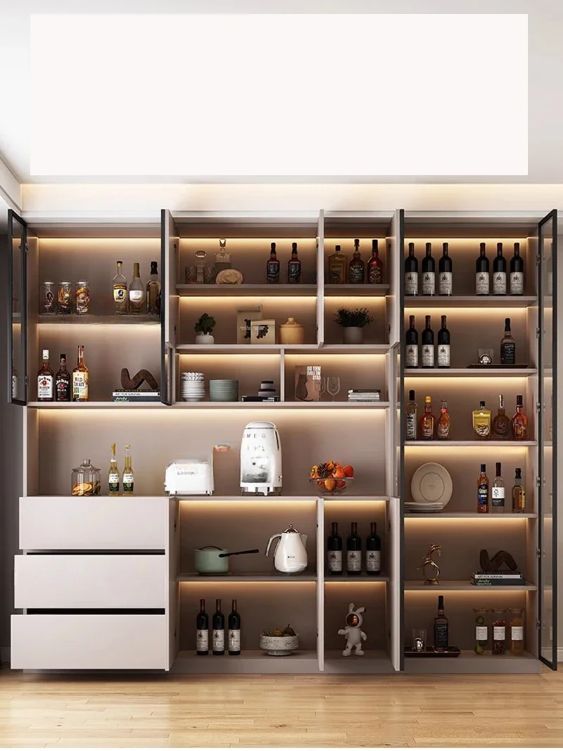 Modern Simple Wine Cabinet Living Room Exhibition Sideboard Wine Cabinet Model Display Case Bookcase Vitrinas Bar Furniture LVWC