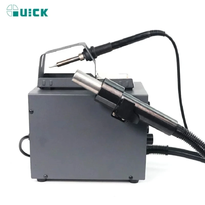 QUICK 706W+ 2 in 1 Digital Display Hot Air Gun + Soldering Iron Anti-static Temperature Lead-free Rework Station With 3 Nozzles