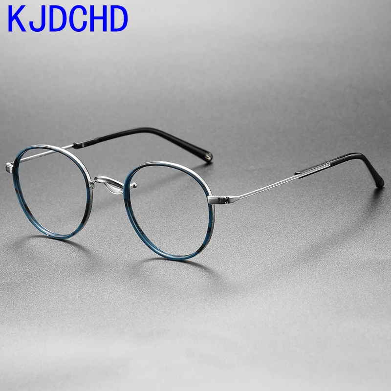 

Acetate Titanium Eye Glasses Frame Women Vintage Round Myopia Optical Prescription Eyeglasses Frame Men 2023 New Titan Eyewear