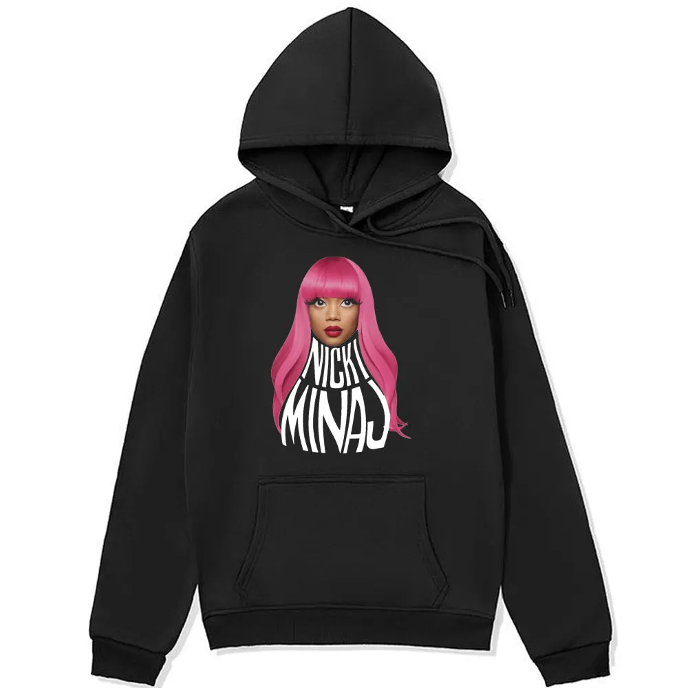Rapper Nicki Minaj Pink Friday 2 2024 World Tour Print Hoodie Male Hip Hop Vintage Oversized Hooded Sweatshirt Long Sleeve Tops