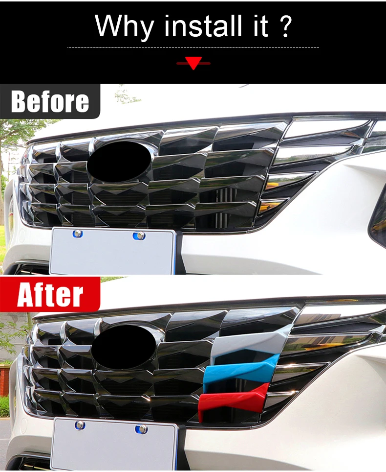 Für Hyundai Tucson NX4 2021 2022 2023 ABS Frontgrill Sportstreifen Grillabdeckungen Rahmen Autoaufkleber Zubehör – Detail 3