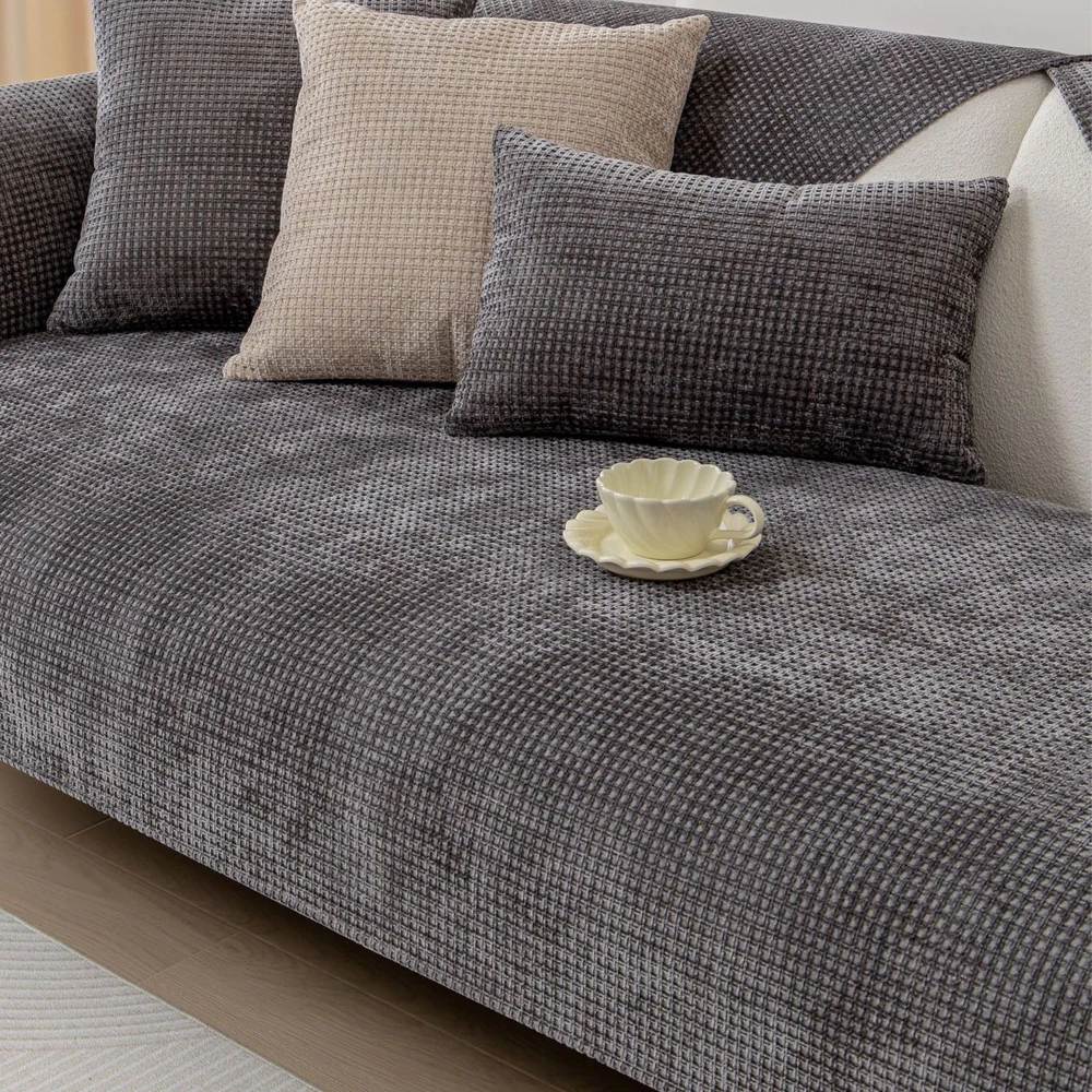 Four Seasons Universal Sofa Cover Chenille Waffle Couch Cover Anti-Pet Scratching Couch Protector Mat For Living Room Carpets