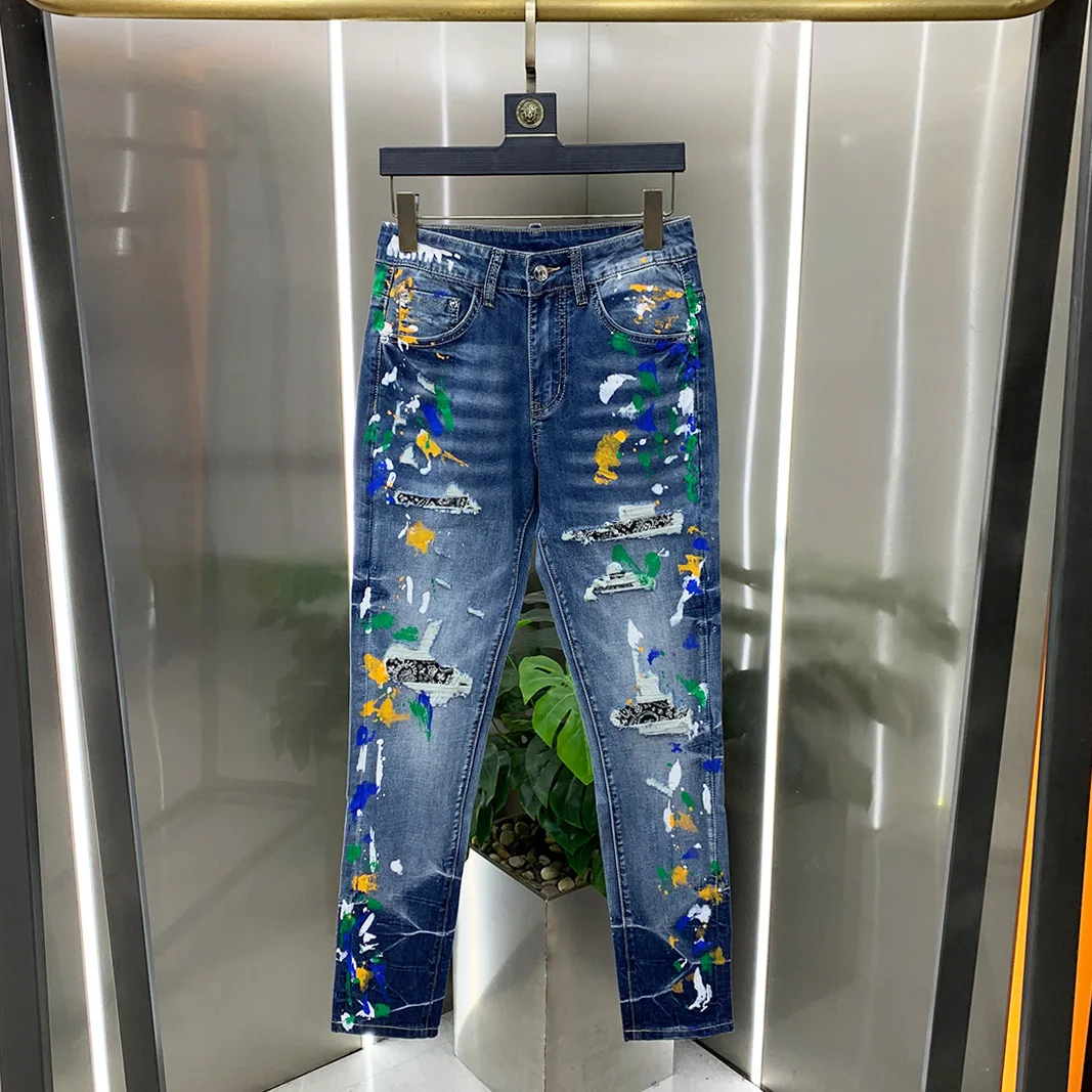 J01136FashionMensJeans2023RunwayLuxuryfamousBrandEuropean
