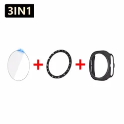 3-in-1 Protective Screen Cover with Tempered Glass and Bezel Ring for Watch 7 Ultra 47mm (Black)