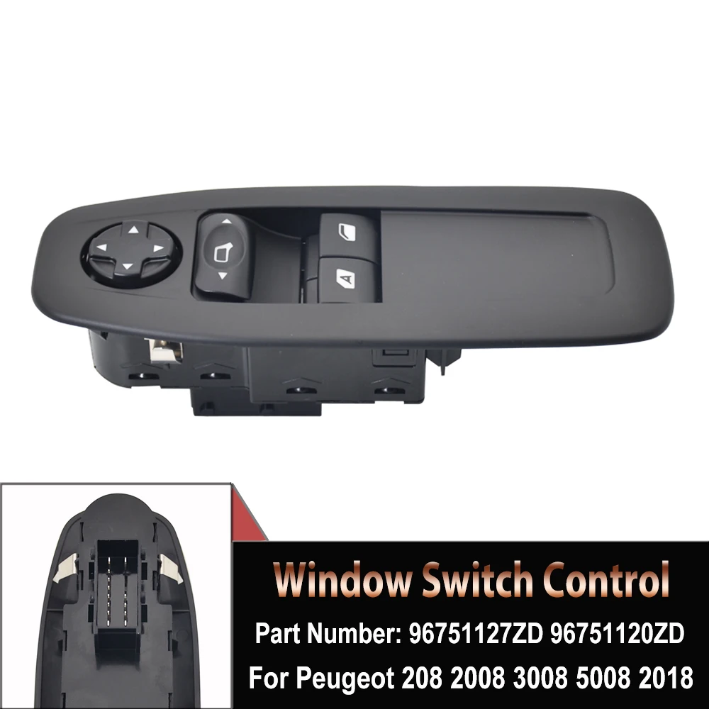 Car Styling Window Glass Lifter Control Master Switch Panel 96751120Zd Per Peugeot 208 3008 5008 2018 96751127Zd Senza Piegatura
