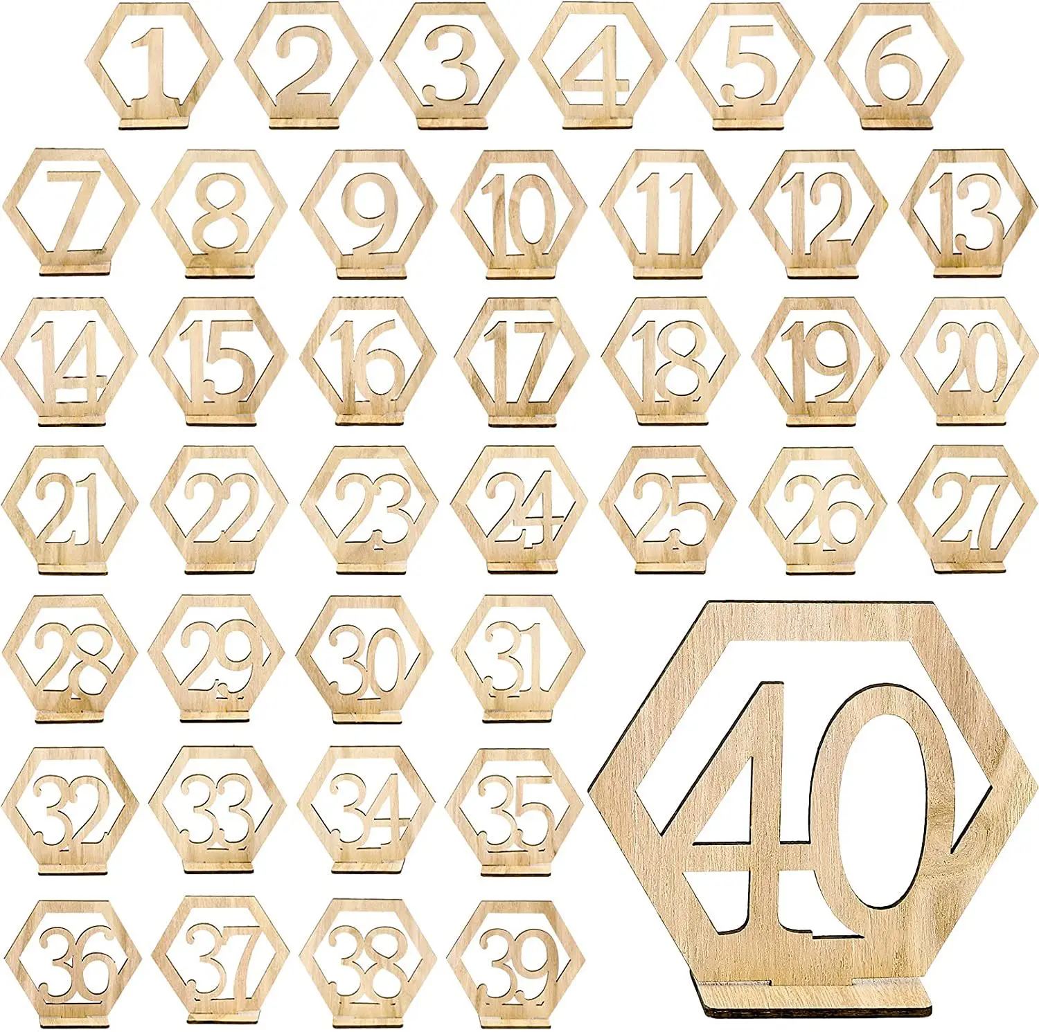 1set Table Number Signs For Wedding Party Decor Wooden Memo Holder For Wedding Birthday Party Events Desktop Decor Supplies