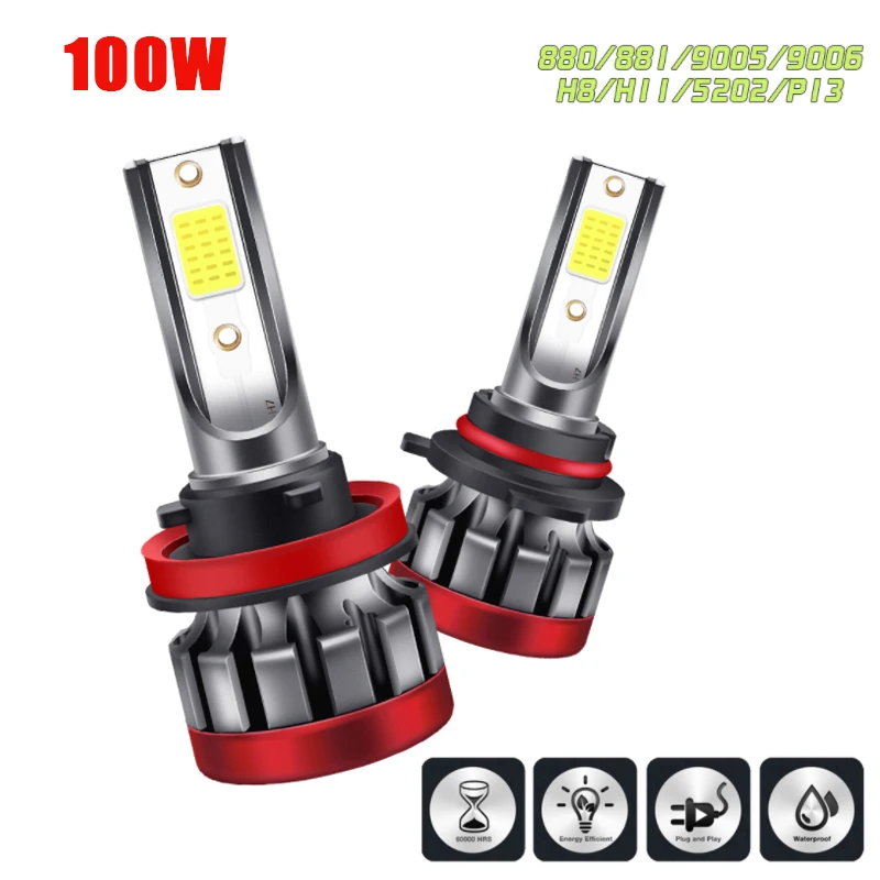 

H8 светодиодный противотуманные светильник ры 2 шт. 100 Вт лимонно-зеленый H9 H11 880 881 5202 HB4 9006/HB3 DRL Автомобильные дневные ходовые огни для автомобилей