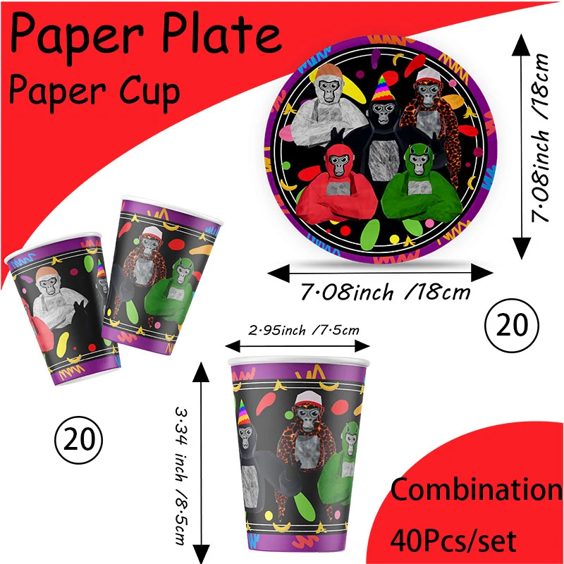 Jungle-Themed Birthday Party Tableware Set - Plates, Cups, and Napkins - Durable and Vibrant Design