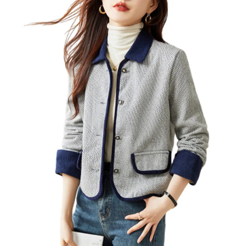 

New Autumn Women's Clothes Long Sleeve Small Fragrant French Luxury Tweed Jacket Woolen Cropped Coat Elegant Outwear Casacos