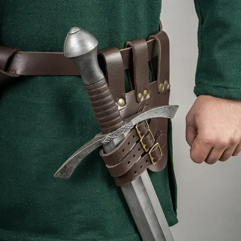 Medieval Leather Sword Frog LARP Renaissance Costume Accessory Rapier Adjustable Knight Sword Holster Cosplay