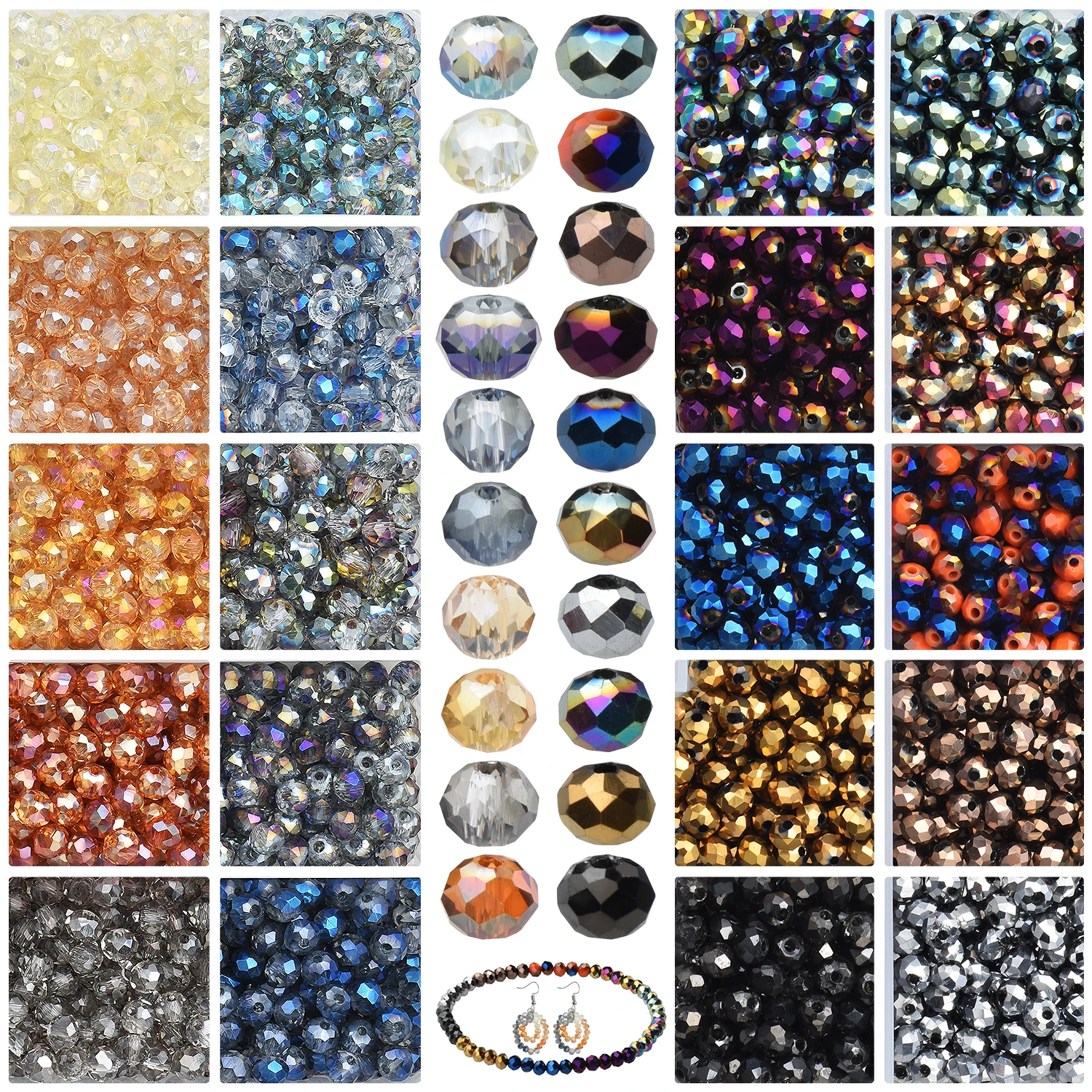 

3000pcs 4MM 20Colors Faceted Glass Round Beads for Jewelry Making Briollete Rondelle Crystal Beads Necklace Earrings Bracelets