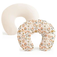 2PCS Baby Nursing Pillow Cover Printing Design Removable U Shape Breastfeeding Pillow Sleeve Ultra Soft Slipcover 1