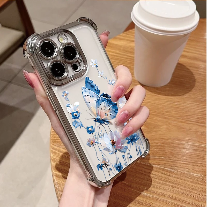 Trendy Butterfly Plating Airbag Soft Phone Case