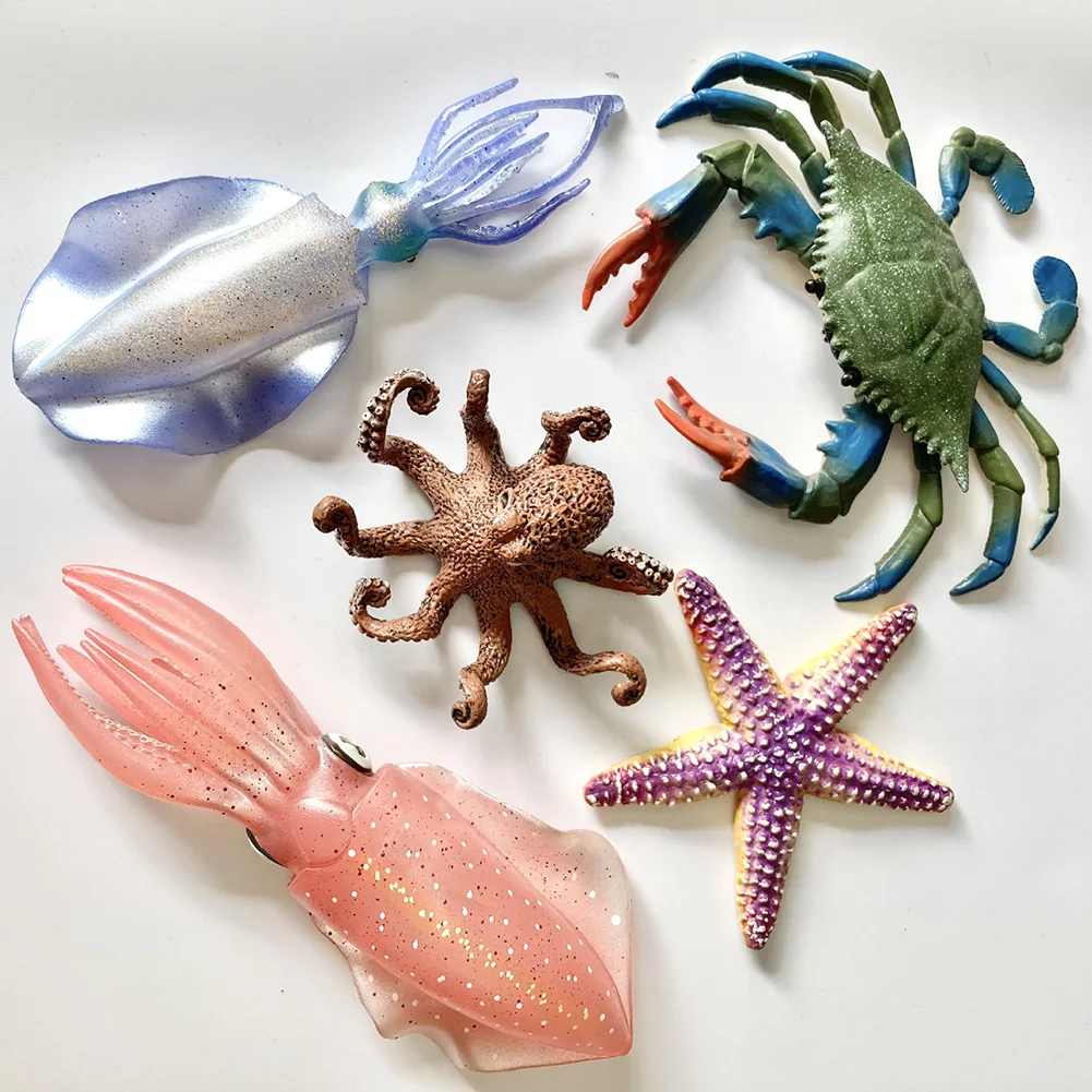 Cute Mini Soft Squid Starfish Marine Animal Model Ornament for Stress Relief Children's Education Gift Home Decoration