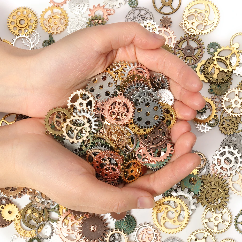 50g 혼합 Steampunk 기어 Cogs 참 펜던트 DIY 공예 보석 만들기