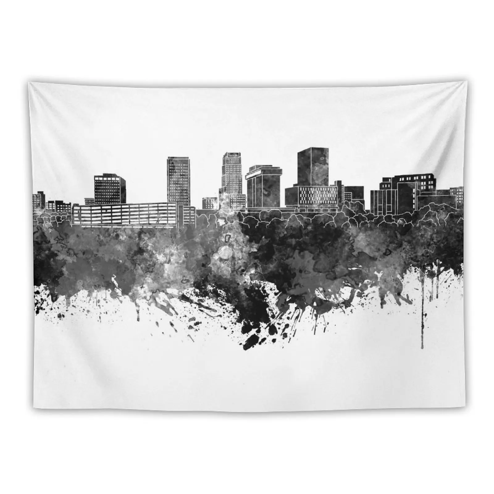 

Akron skyline in black watercolor Tapestry Room Aesthetic House Decor Wall Mural