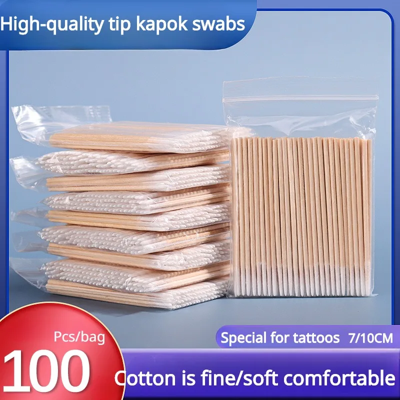 Tip Cotton Swab Tattoo Special Ultra Fine Tip Wooden Stick Disposable Toothpick Eyebrow Cotton Swab Eyeliner Small Cotton Swab