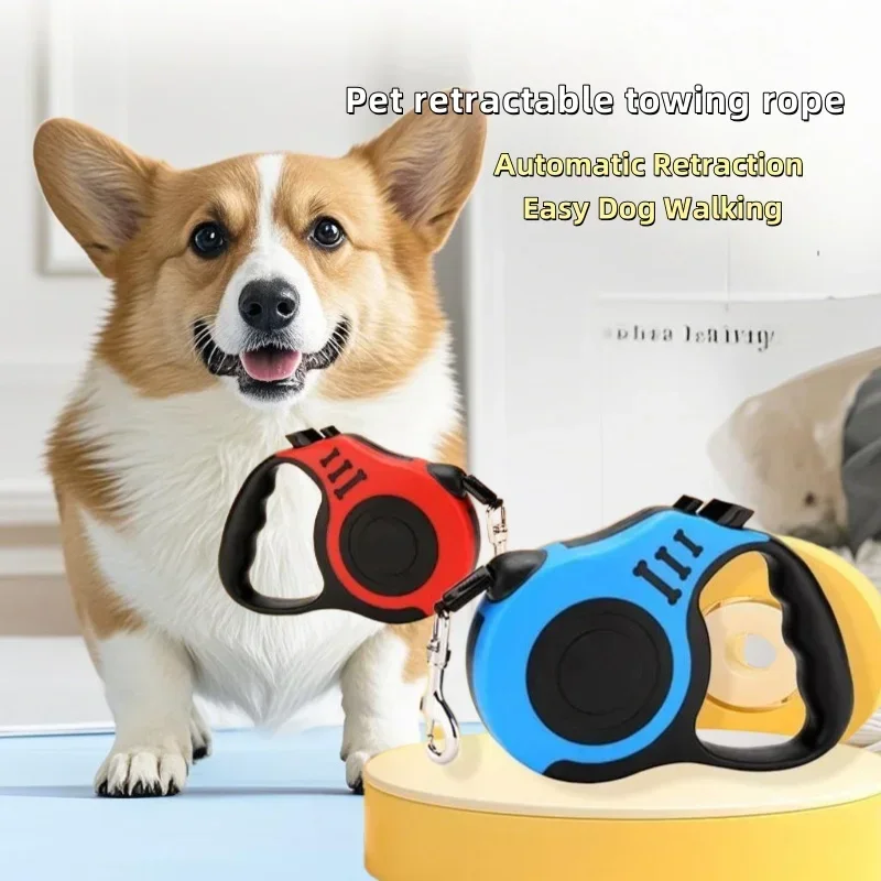 Heavy Duty Retractable Dog Leash with Anti-Slip Handle and One-Button Lock