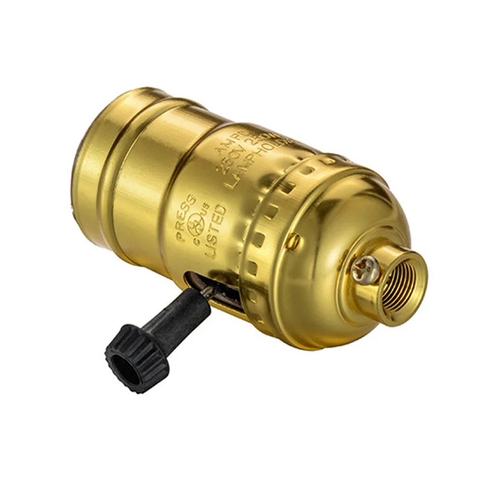 Bakelite Lamp Holder E26 E27 Screw Bulb Aluminum Brass Lamp Holder with Knob Switch Table Lamp Floor Base 1pcs