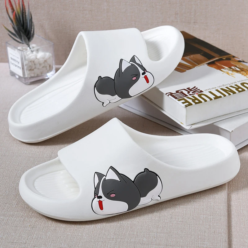 

New Slippers Men's Summer Outer Wear Soft Bottom Non-slip One-word Slippers Trend Thick Bottom Stepping on Shit Sandals