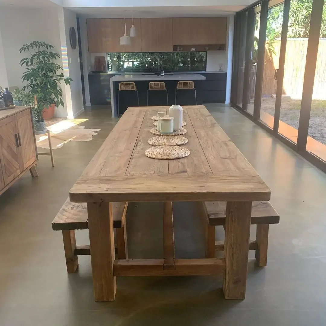 

Solid Wood Recycled Timber Furniture New Products Dining Table And Chairs