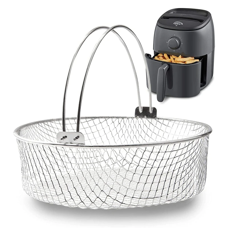 Air Fryer Basket,Steamer Basket,304 Stainless Steel Mesh Basket For Air Fryer,Air Fryer Accessory 8 Inch Basket
