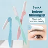 3PCS Portable Eyebrow Trimmer Safe Eyebrow Shaper Foldable Eyebrow Trimmer Razor Blade Razor Women's Makeup Tools 2