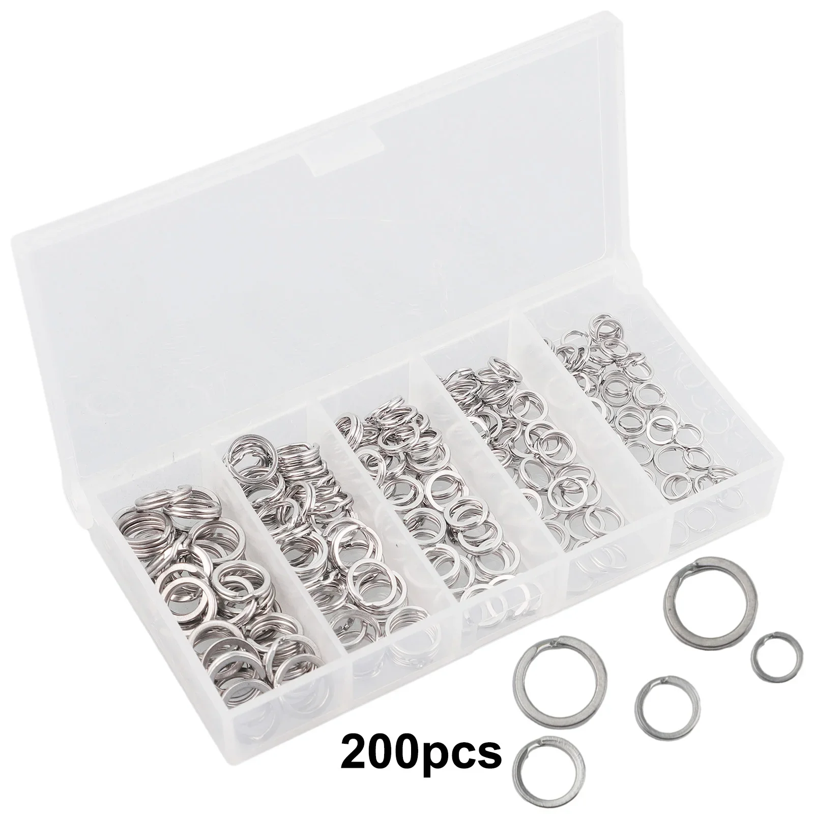

Stainless Steel Fishing Split Rings 200pcs Double Loop Connectors Tackle 5 Sizes Rust-Resistant Carp Fishing Accessories
