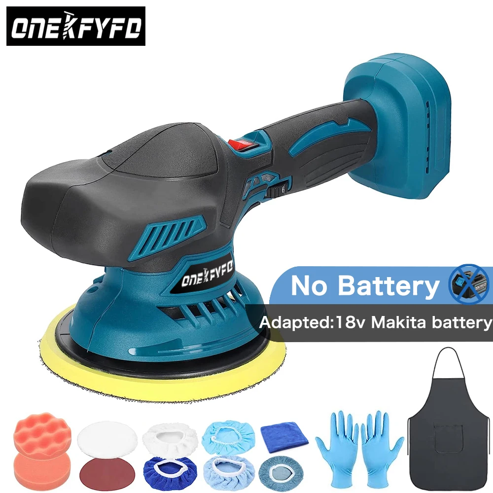 Cordless Polisher 6Gears Adjustable Car Waxing Polishing Machine Metal Waxing Wood Sanding for Makita 18v Battery（No Battery） pneumatic sander 6 inch polishing sanding waxing for car wall wood metal 13500rpm red