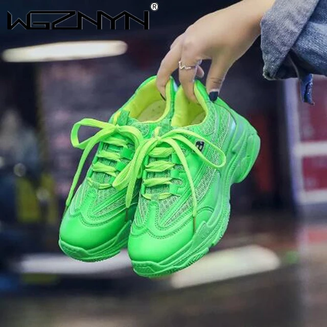 2020 Shoes Women Chunky Sneakers Fashion Platform Shoes Female Casual Thick  Sole Green Ladies Trainers Tenis | Bright sneakers, Sneakers, Womens  sneakers