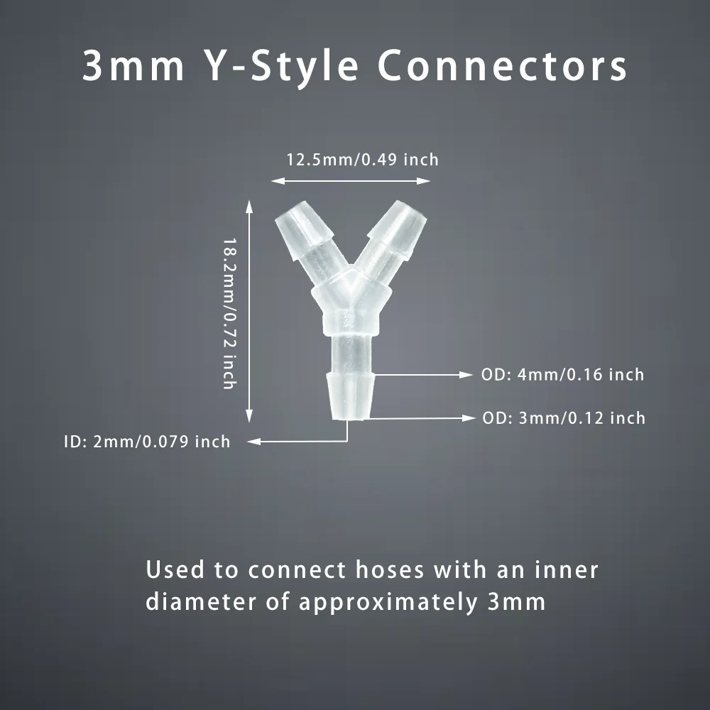 Hose Connector 5Pcs Y-type Tee 3 Way PP Plastic Barbed Fitting Air Water Flow Splitter Non-toxic Odorless Aquarium Pump