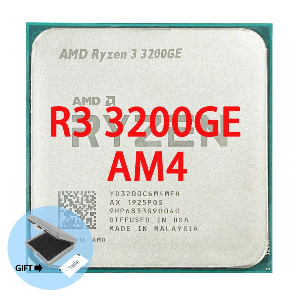 

AMD Ryzen 3 3200GE R3 3200GE 3.3 GHz Quad-Core Quad-Thread 35W CPU Processor L3=4M YD3200C6M4MFH Socket AM4