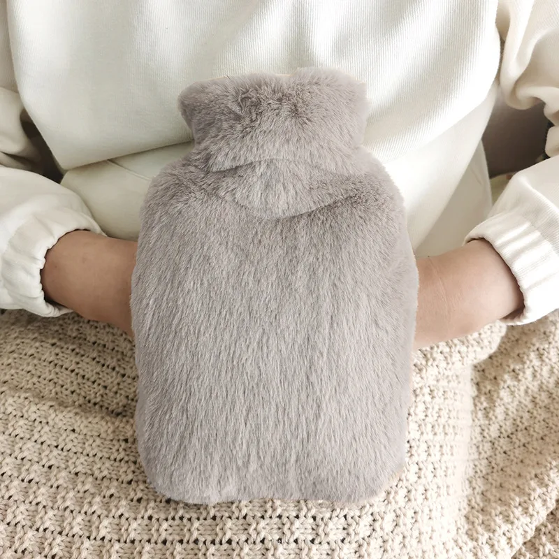 

2000ML Winter Hot Water Bottle Soft Plush Cover Thermal Water Bag Portable Hand Warmer PVC Water Heating Hand Bag