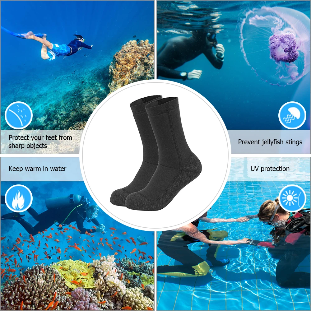 3MM Neoprene Wetsuit Socks Warm Scuba Diving Socks Winter Beach Booties Shoes Anti-Slip Surfing Thermal Socks for Snorkeling 4
