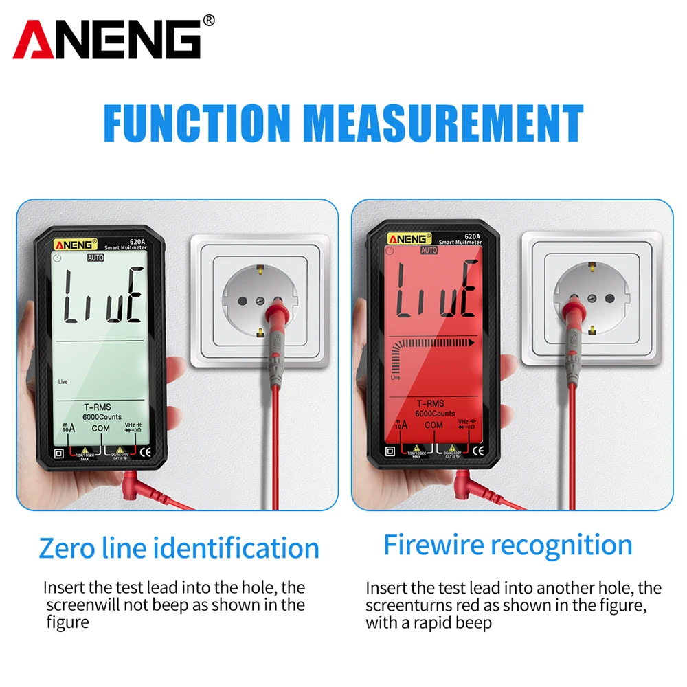 Digital Multimeter ANENG 620A 6000 Counts Smart Transistor Testers True RMS Auto Electrical Capacitance Meter Temp Resistance