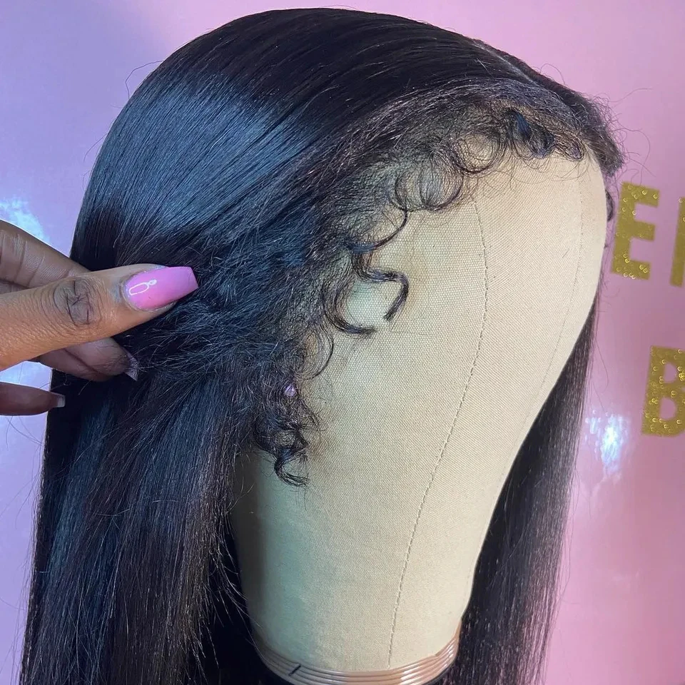 Glueless 4C Edges Natural Hairline Wig 30 34 Inch Bone Straight 13x4 HD