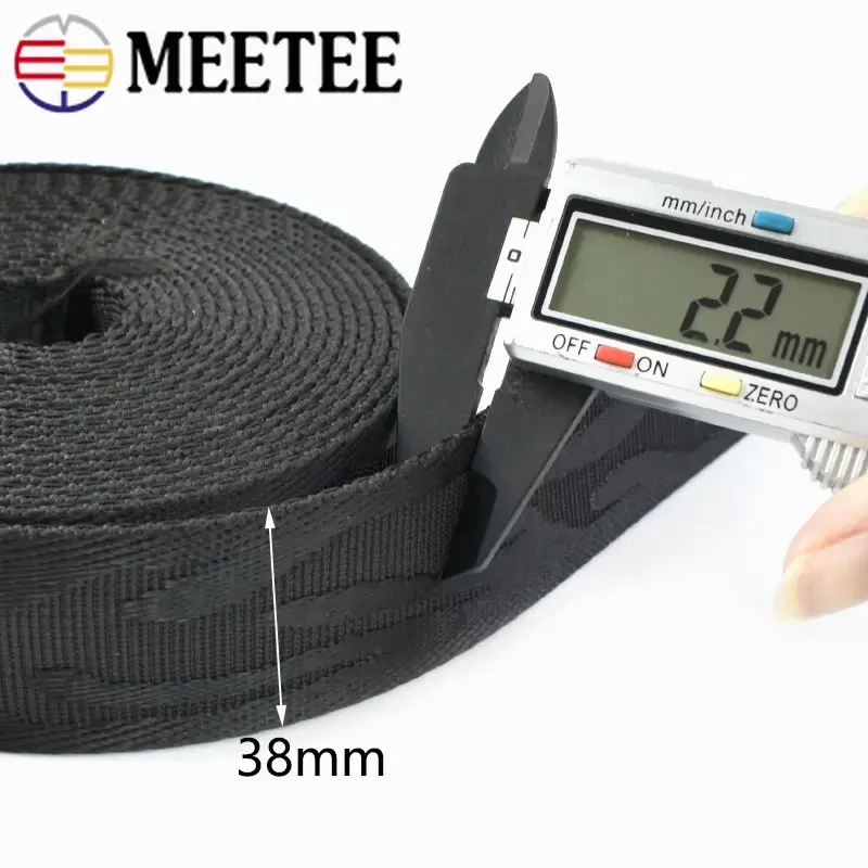 블랙 나일론 웨빙 테이프 자카드 리본, 핸드백 스트랩 가방 벨트 바이어스 바인딩, DIY 의류 재봉 액세서리, 1 m, 2 m, 3 m, 5m, 38mm