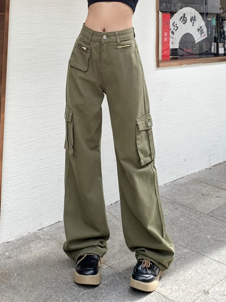 

American Retro Work Attire Casual Pants For Women Spring 2023 High Waisted Fashionable Straight Tube Floor Length Wide Leg Pants