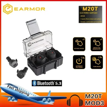 EARMOR 블루투스 이어버드, M20T BT5.3 버전, 군사 전자 소음 감소, 청력 보호 귀마개, 사격 사냥용