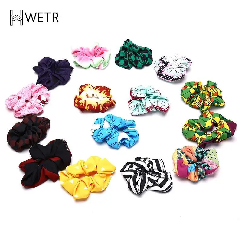 2021 Fashion Demon Slayer: Kimetsu No Yaiba Scrunchie Elastic Handmade HeadBands Hair Band Rope Clip Headdress