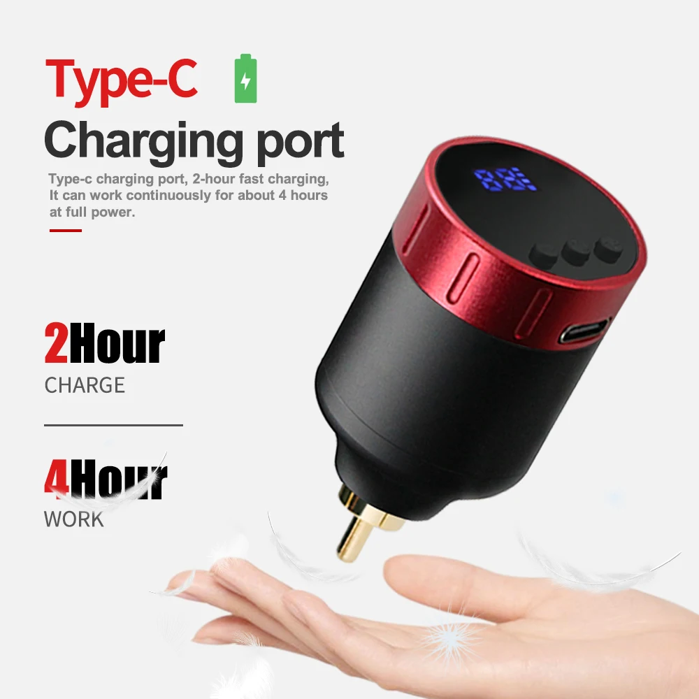 Professional Wireless Tattoo Power Supply RCA Jack LED